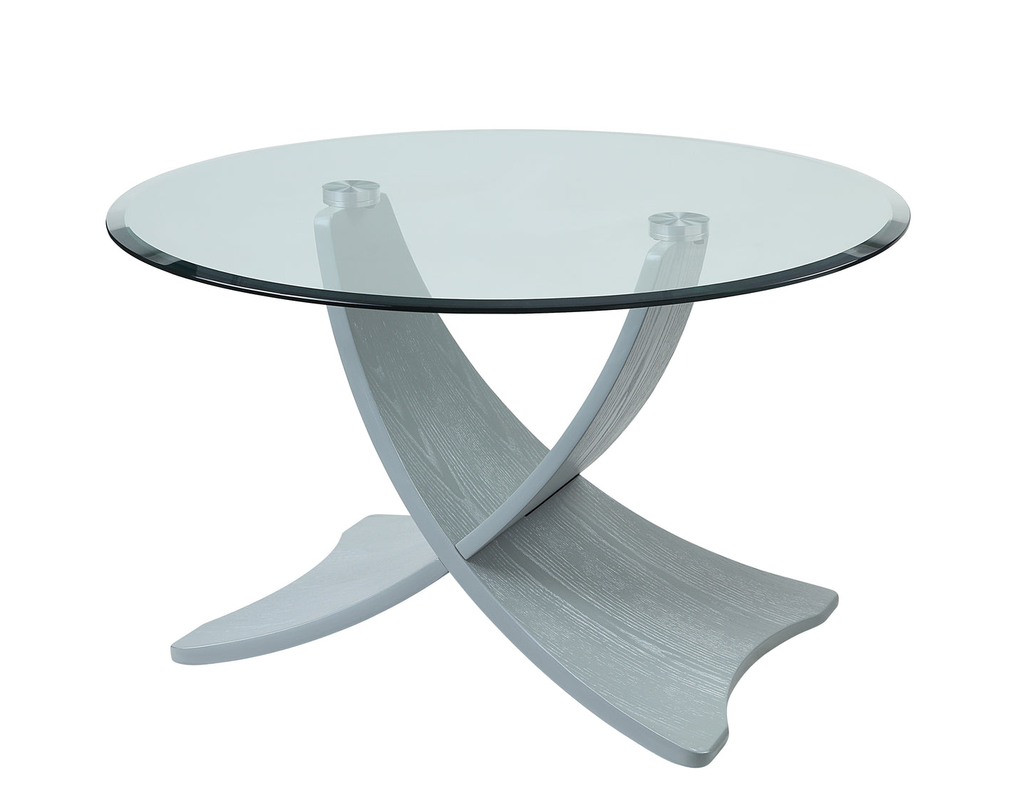 Round Clear Glass Coffee Table with Grey Veneer - 800mm - JF308