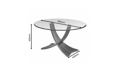 Round Clear Glass Coffee Table with Oak Veneer - 800mm - JF308