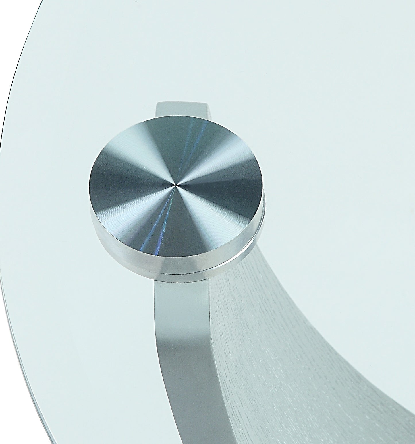 Round Clear Glass Lamp / Side Table with Grey Veneer - 500mm - JF309