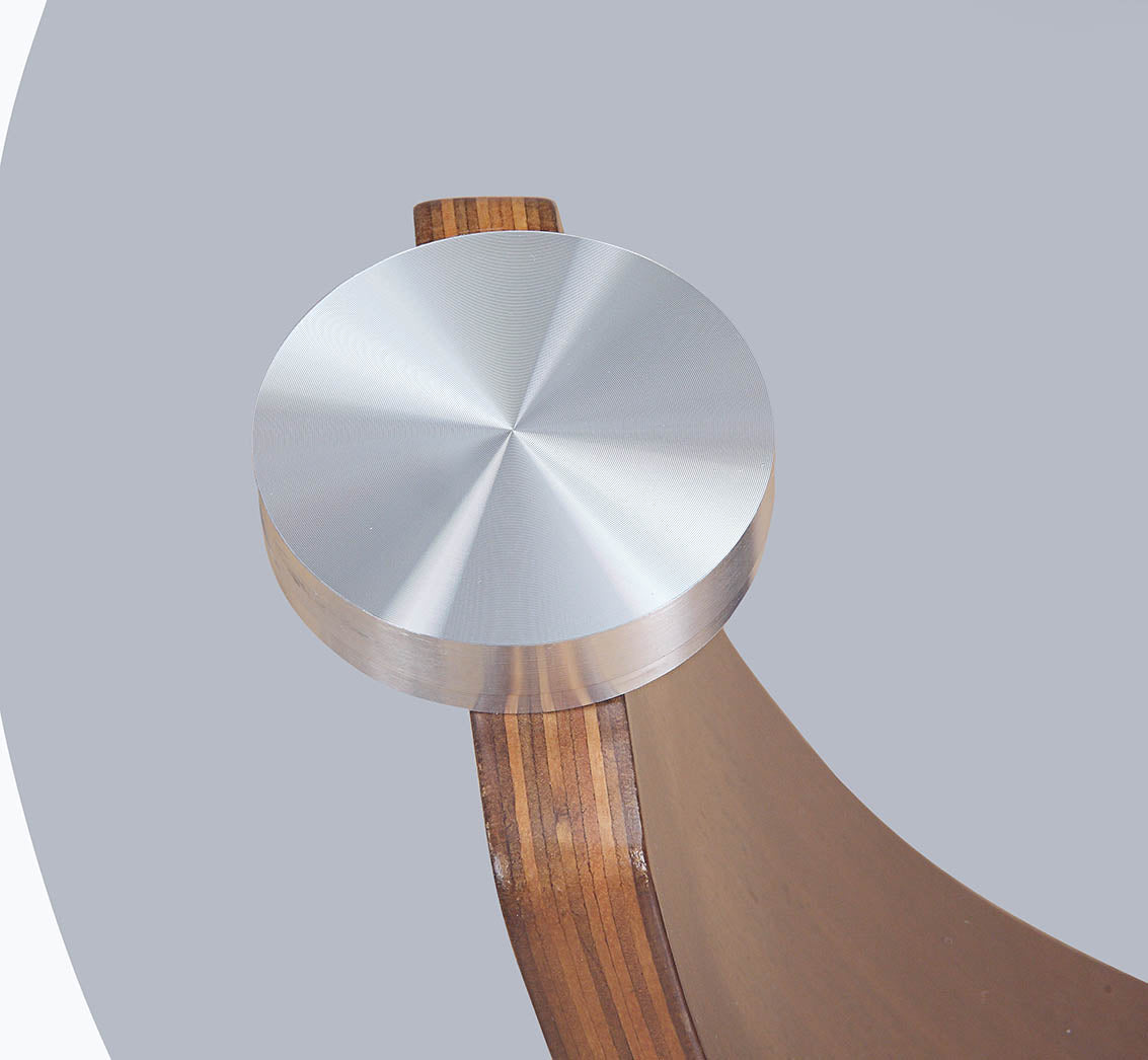 Round Clear Glass Lamp / Side Table with Walnut Veneer - 500mm - JF309