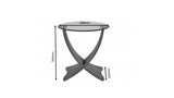 Round Clear Glass Lamp / Side Table with Walnut Veneer - 500mm - JF309