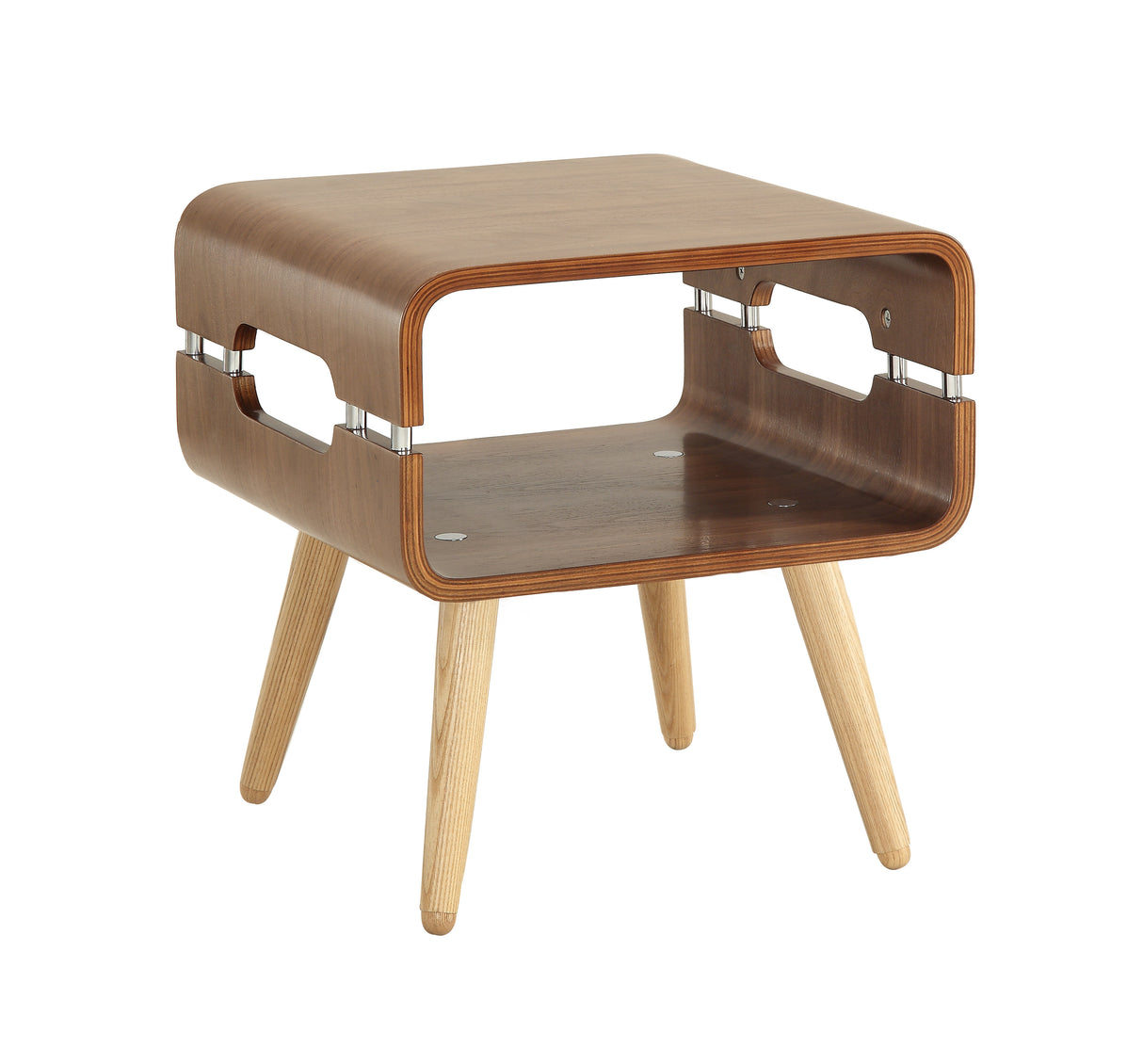 Walnut Veneer with Wooden Leg Lamp / Side Table - JF704