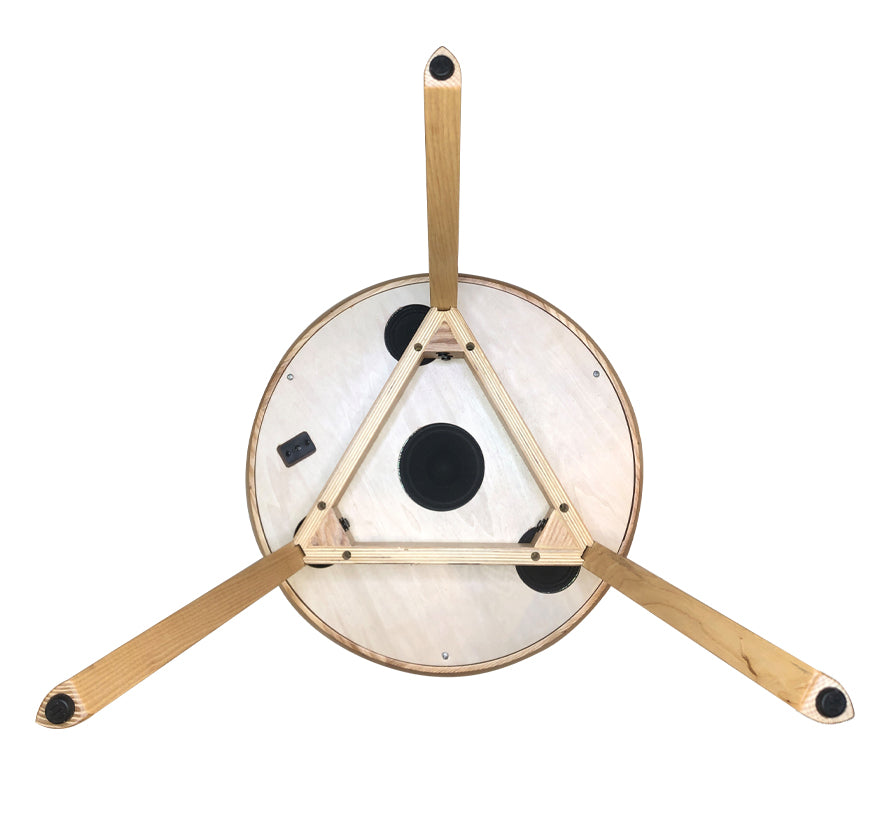 Smart Oak Veneer Round Coffee / Lamp Table - Built in Speakers, Bluetooth, Wireless Charging and USB - 485mm - JF710