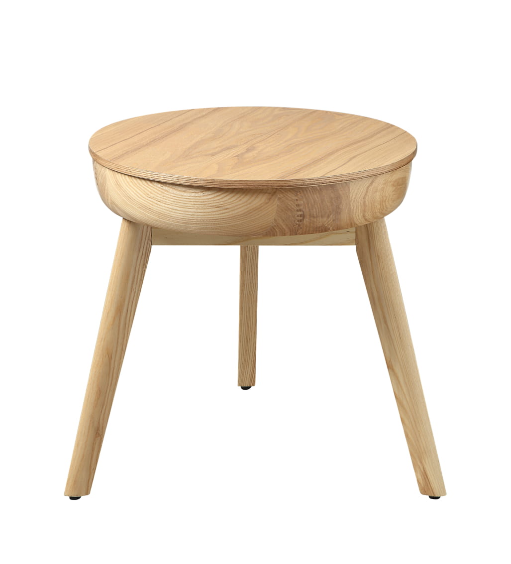 Oak Veneer Round Side Table - 485mm - JF711