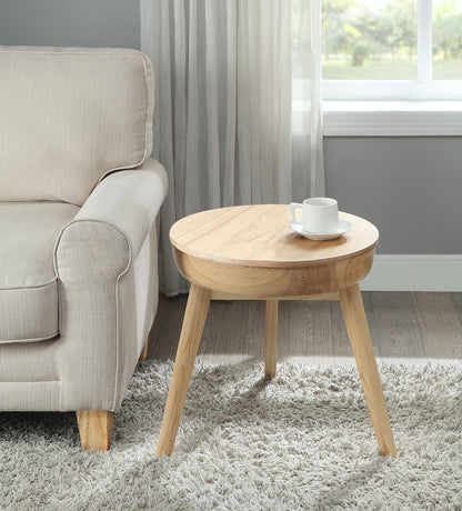 Oak Veneer Round Side Table - 485mm - JF711