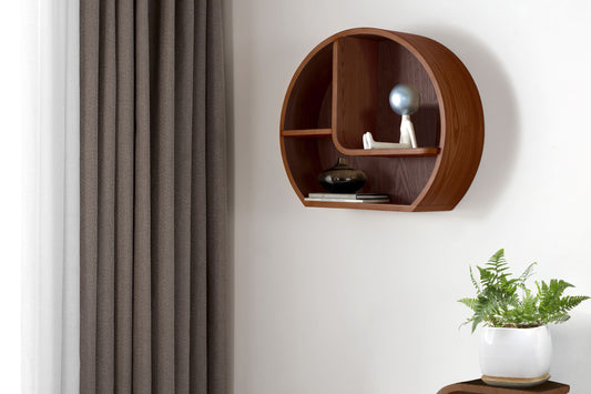 Contemporary Open Wall Shelf in Walnut - 510mm - JF713