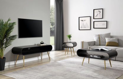 Sleek Black Wooden and Brass Coffee Table - 900mm - JF721