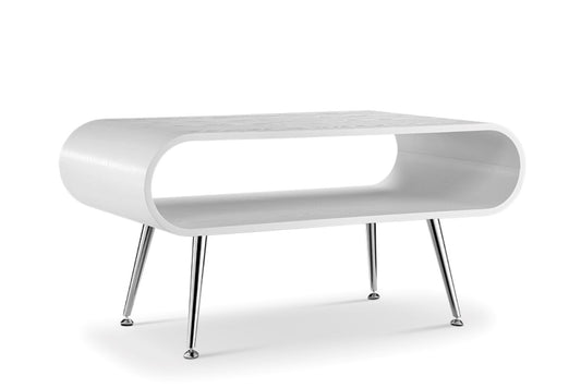 Sleek White Wooden and Chrome Coffee Table - 900mm - JF721