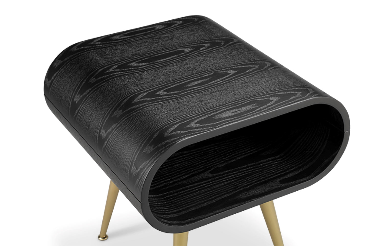 Sleek Black Wooden and Brass Lamp / Side Table - 450mm - JF722