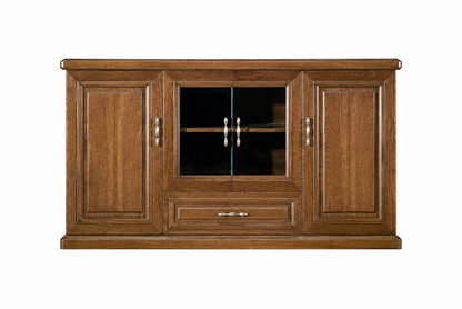 Real Light Walnut Wood Veneer Executive Storage Cupboard Wood & Glass Doors - 1500mm - K2K150