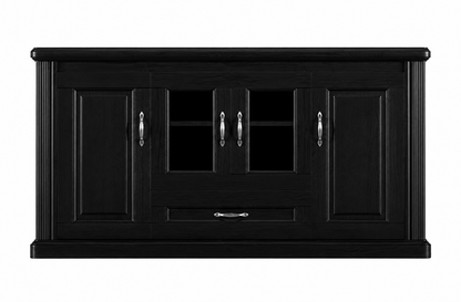 Real Black Ash Wood Veneer Executive Storage Cupboard Wood & Glass Doors - 1600mm - K3Y160