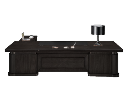 Extra Large Stylish Black Ash Real Wood Veneer Executive Office Desk with Pillar Design - 2800mm / 3000mm / 3200mm - K3Y281