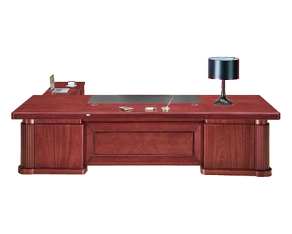 Extra Large Stylish Cherry Rosewood Real Wood Veneer Executive Office Desk with Pillar Design - 2800mm / 3000mm / 3200mm - K3Y281