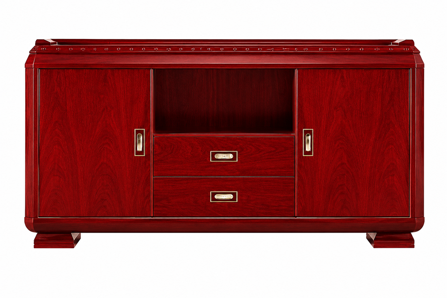 Premium Cherry Rosewood Real Wood Veneer Storage Cupboard Two Doors & Two Drawers - 1600mm - K4J160
