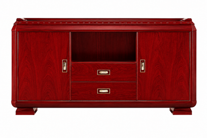 Premium Cherry Rosewood Real Wood Veneer Storage Cupboard Two Doors & Two Drawers - 1600mm - K4J160