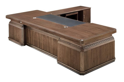 Substantial Traditional Executive Office Desk with Pedestal and Return - 2400mm to 3200mm - K4J261