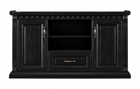 Real Black Ash Wood Veneer Traditional Executive Office Storage Cupboard - 1500mm - K5J150
