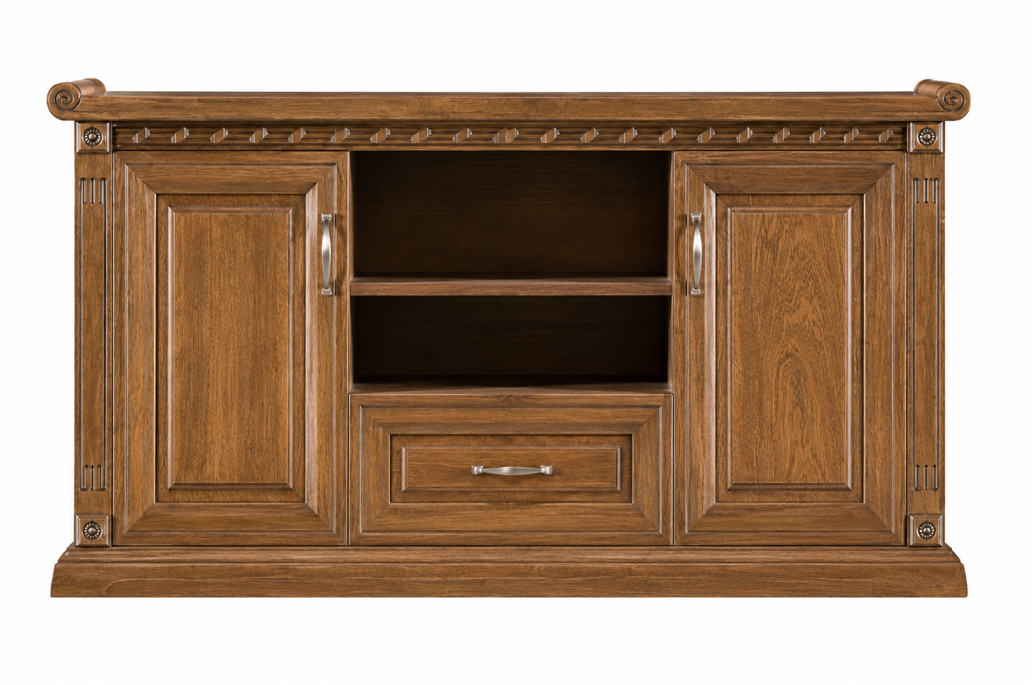 Real Light Walnut Wood Veneer Traditional Executive Office Storage Cupboard - 1500mm - K5J150