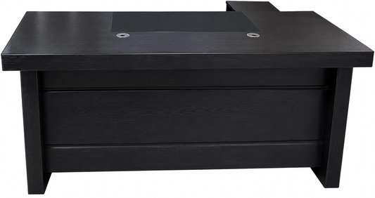 Real Black Ash Veneer Executive Office Desk With Pedestal & Return - 1600mm, 1800mm or 2000mm - K5L1