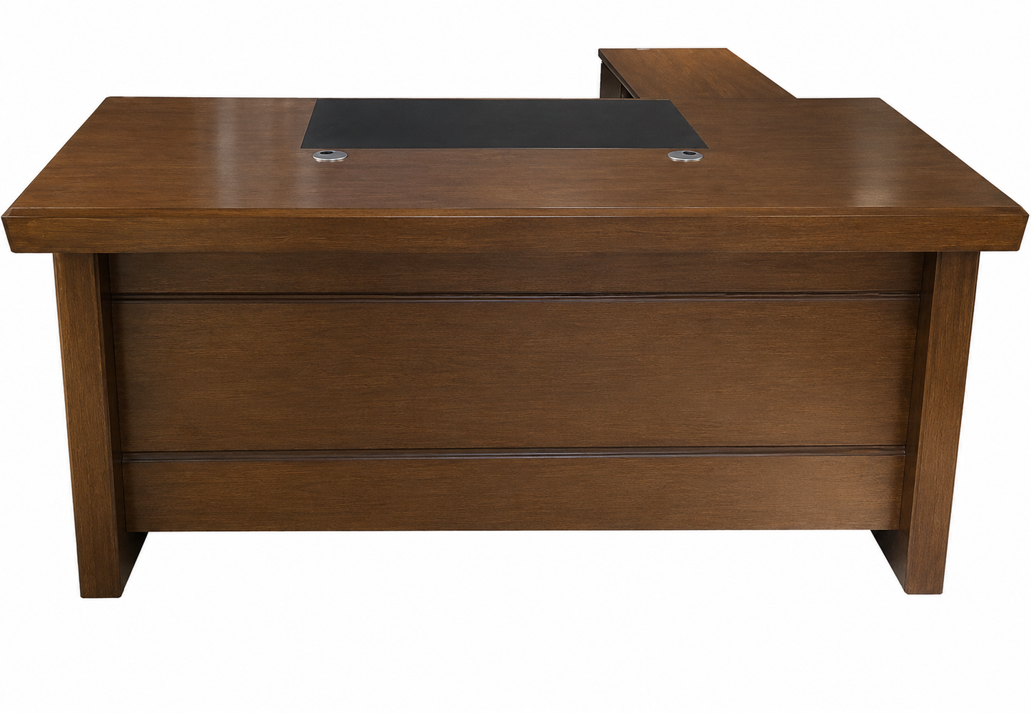 Real Light Walnut Veneer Executive Office Desk With Pedestal & Return - 1600mm, 1800mm or 2000mm - K5L1