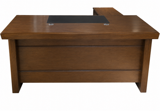 Real Light Walnut Veneer Executive Office Desk With Pedestal & Return - 1600mm, 1800mm or 2000mm - K5L1