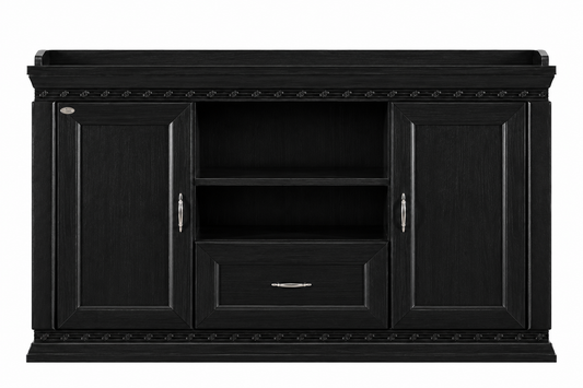 Real Black Ash Wood Veneer Traditional Executive Office Storage Cupboard - 1500mm - K8B150