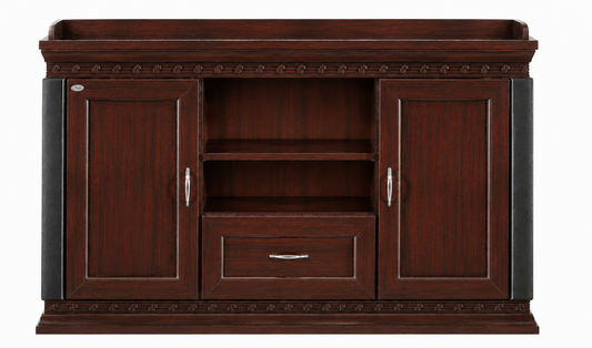 Real Walnut Wood Veneer Traditional Executive Office Storage Cupboard - 1500mm - K8B150