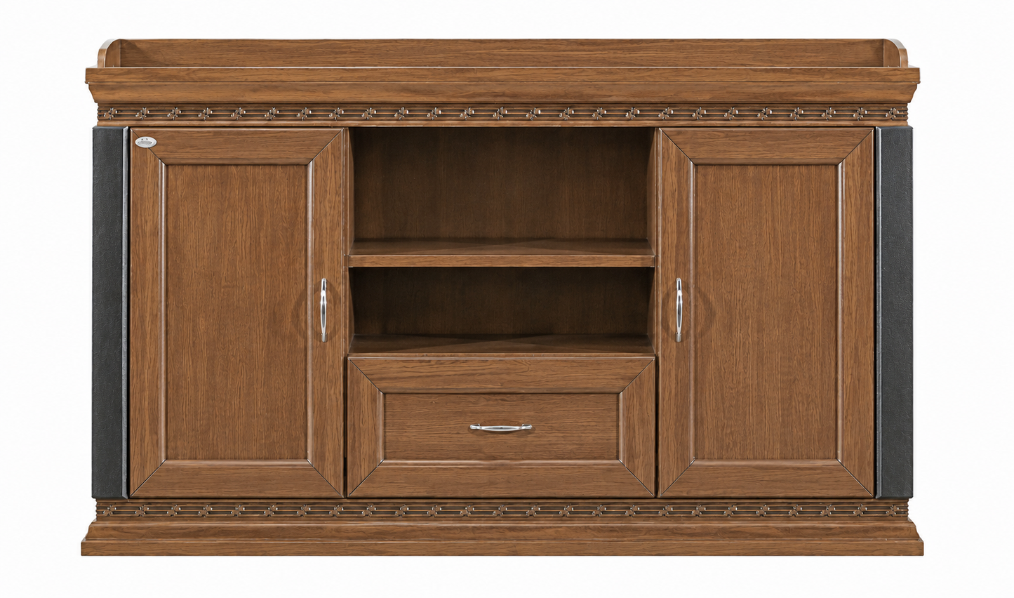 Real Light Walnut Wood Veneer Traditional Executive Office Storage Cupboard - 1500mm - K8B150