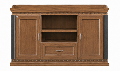 Real Light Walnut Wood Veneer Traditional Executive Office Storage Cupboard - 1500mm - K8B150