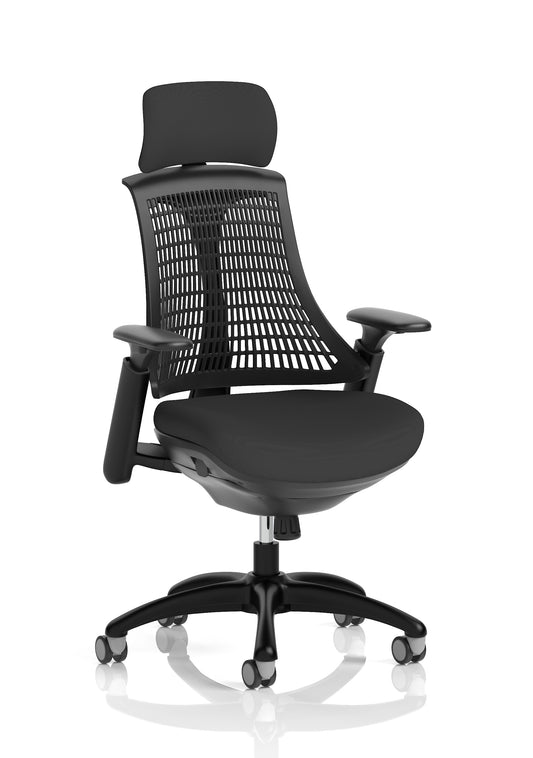 Flex Medium Back Black Frame Task Operator Office Chair with Arms - Multiple Seat Colour Options