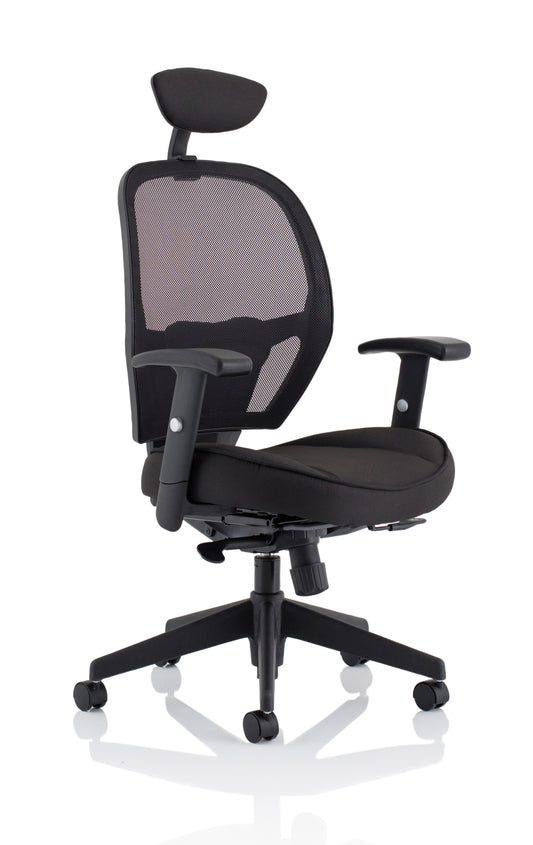 Denver High Mesh Back Black Task Operator Office Chair with Height Adjustable Arms - Optional Headrest