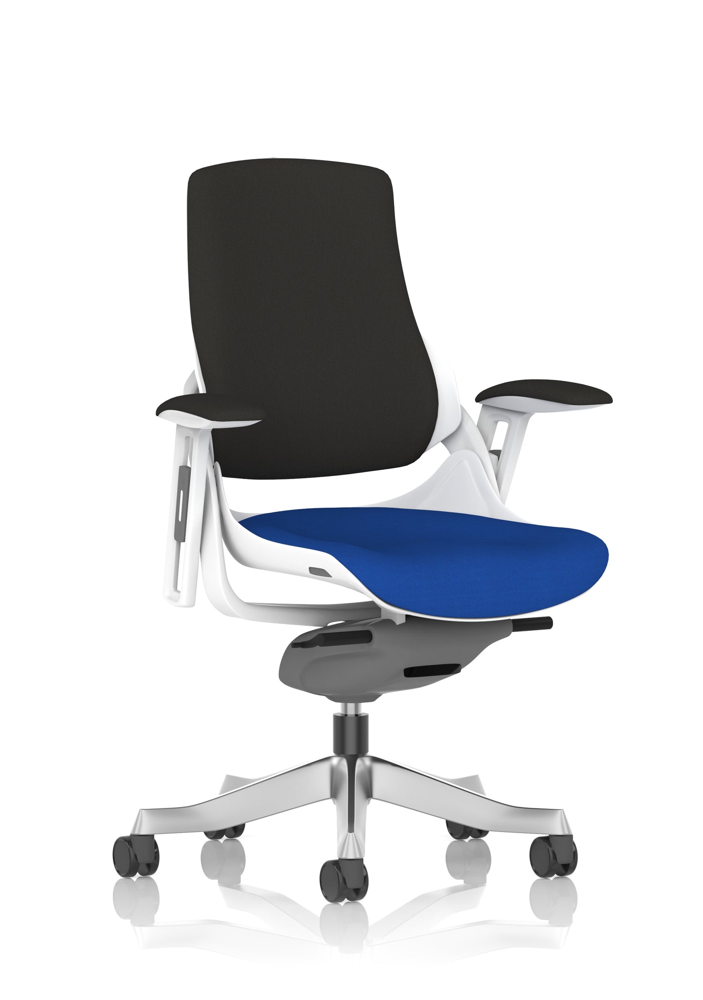 Zure High Back White Shell Fabric Executive Office Chair with Height Adjustable Arms - Multiple Seat Colour Options