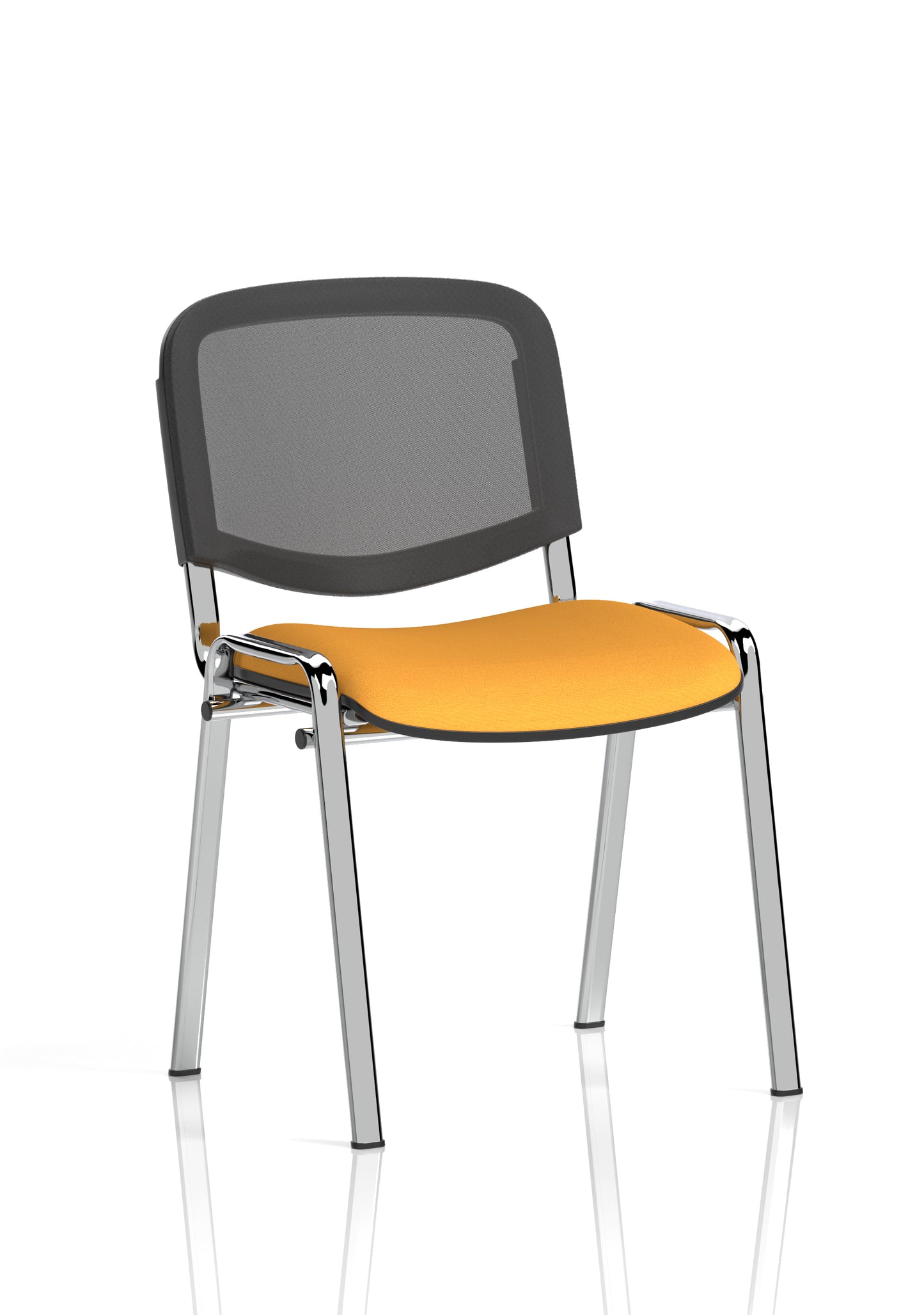 ISO Stacking Fabric/Mesh/Vinyl/Wooden/Plastic Visitor Conference Chair - Black or Chrome Frame - Multiple Seat Colour Options