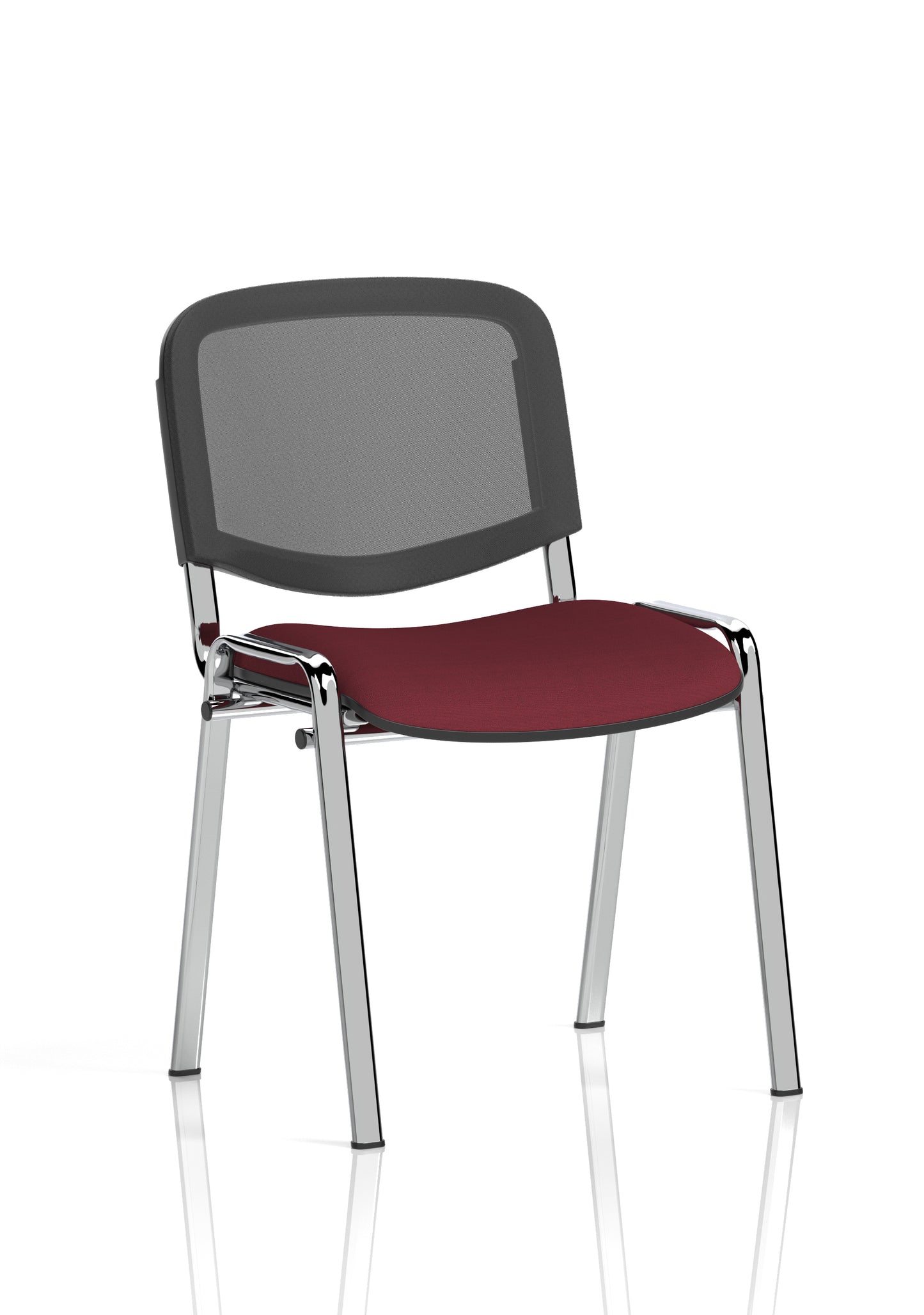 ISO Stacking Fabric/Mesh/Vinyl/Wooden/Plastic Visitor Conference Chair - Black or Chrome Frame - Multiple Seat Colour Options