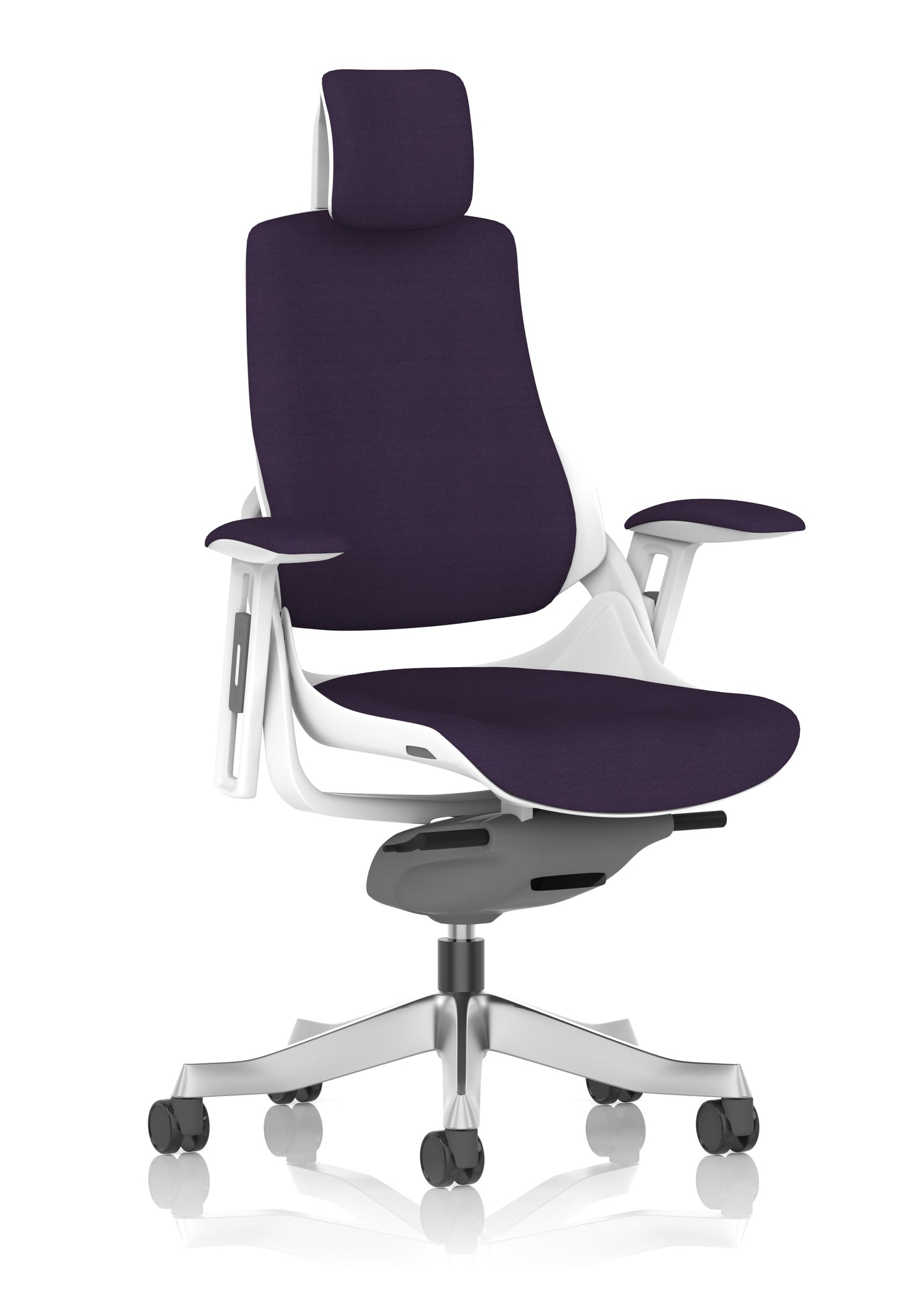 Zure High Back White Shell Fabric Executive Office Chair with Height Adjustable Arms - Multiple Seat Colour Options