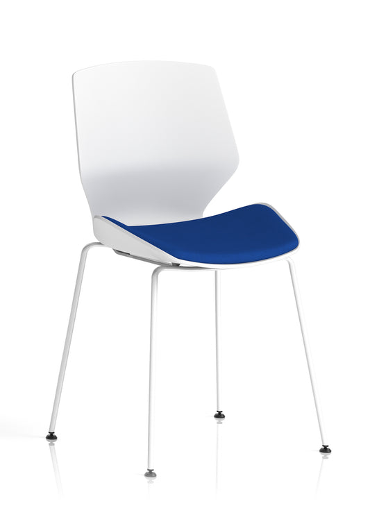 Florence White Frame Fabric Seat Visitor Chair - Available in 20 Colour Choices
