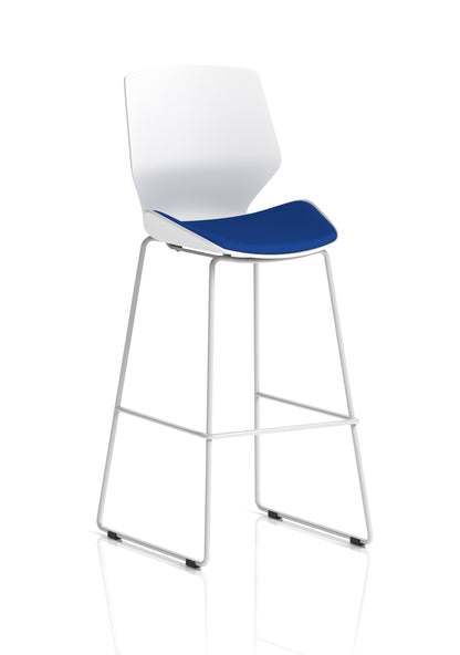 Florence White Frame Fabric Seat High Stool Chair - Available in 20 Colour Choices-