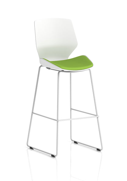 Florence White Frame Fabric Seat High Stool Chair - Available in 20 Colour Choices-