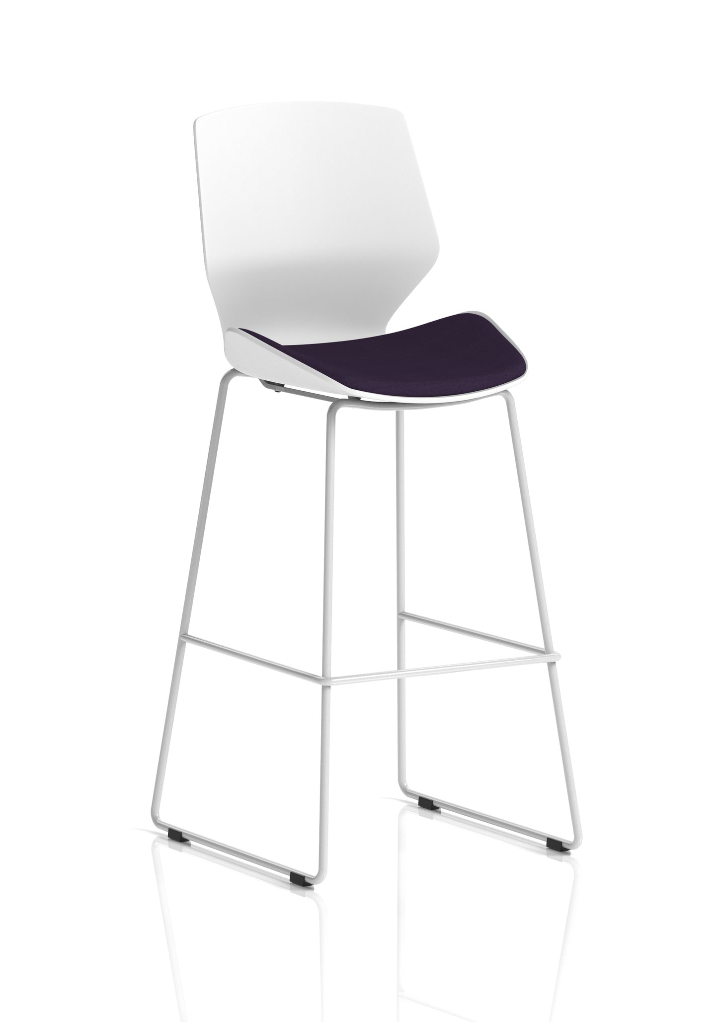 Florence White Frame Fabric Seat High Stool Chair - Available in 20 Colour Choices-