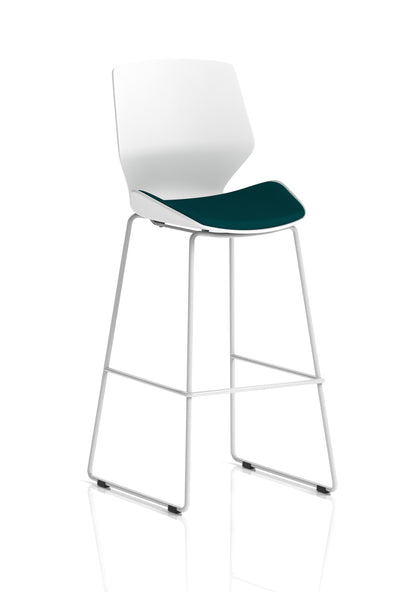 Florence White Frame Fabric Seat High Stool Chair - Available in 20 Colour Choices-