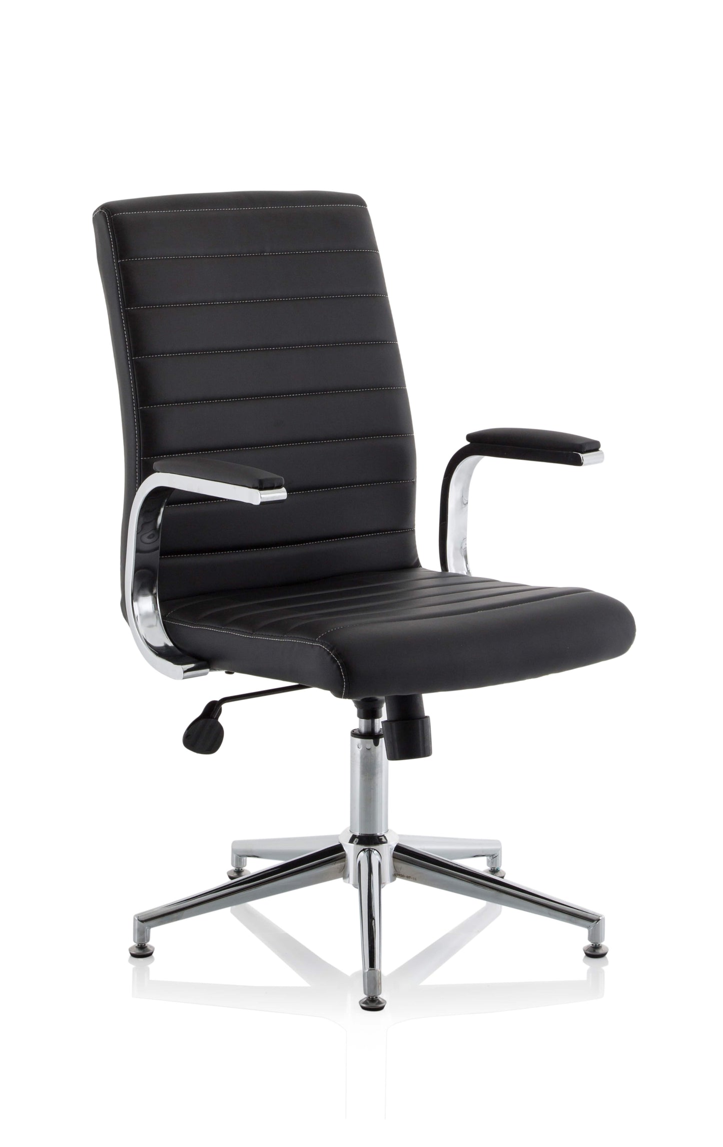 Ezra Modern Medium Back Leather Executive Office Chair with Fixed Arms