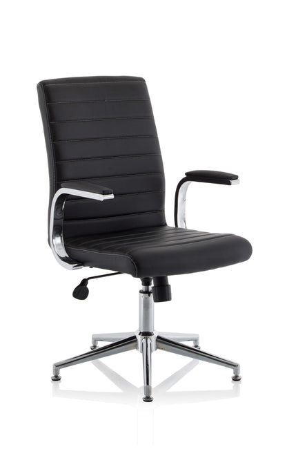 Ezra Modern Medium Back Leather Executive Office Chair with Fixed Arms