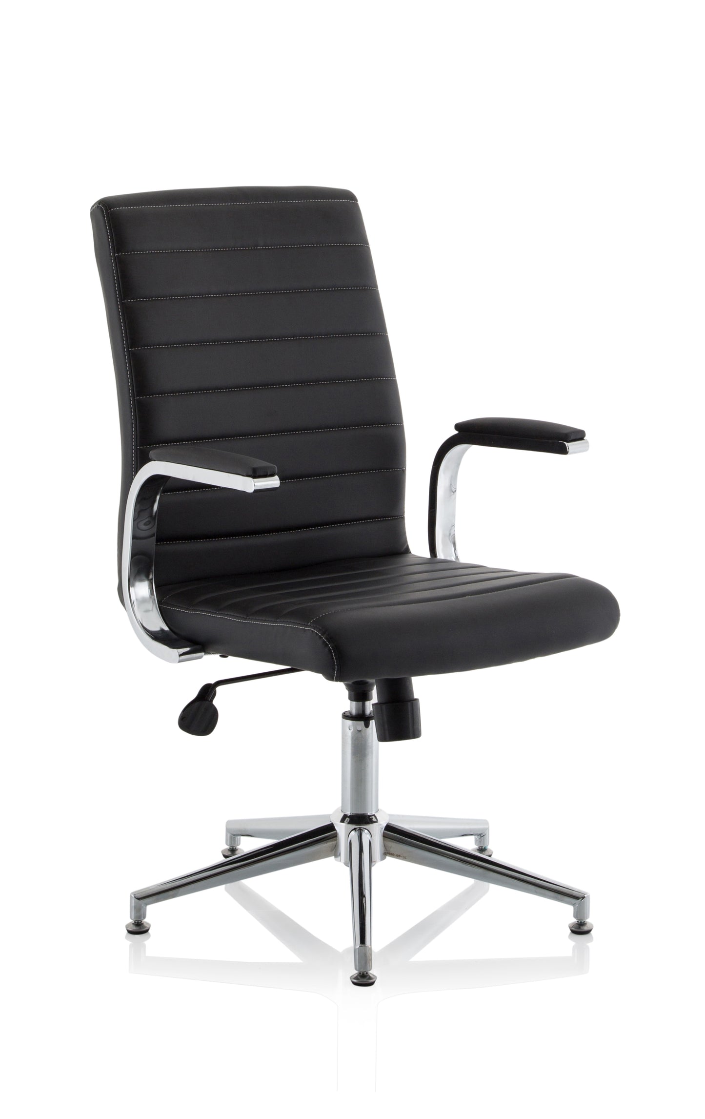 Ezra Modern Medium Back Leather Executive Office Chair with Fixed Arms