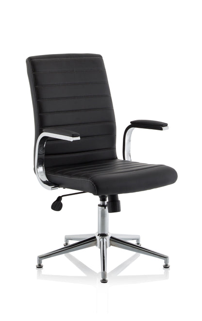 Ezra Modern Medium Back Leather Executive Office Chair with Fixed Arms