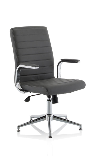 Ezra Modern Medium Back Leather Executive Office Chair with Fixed Arms