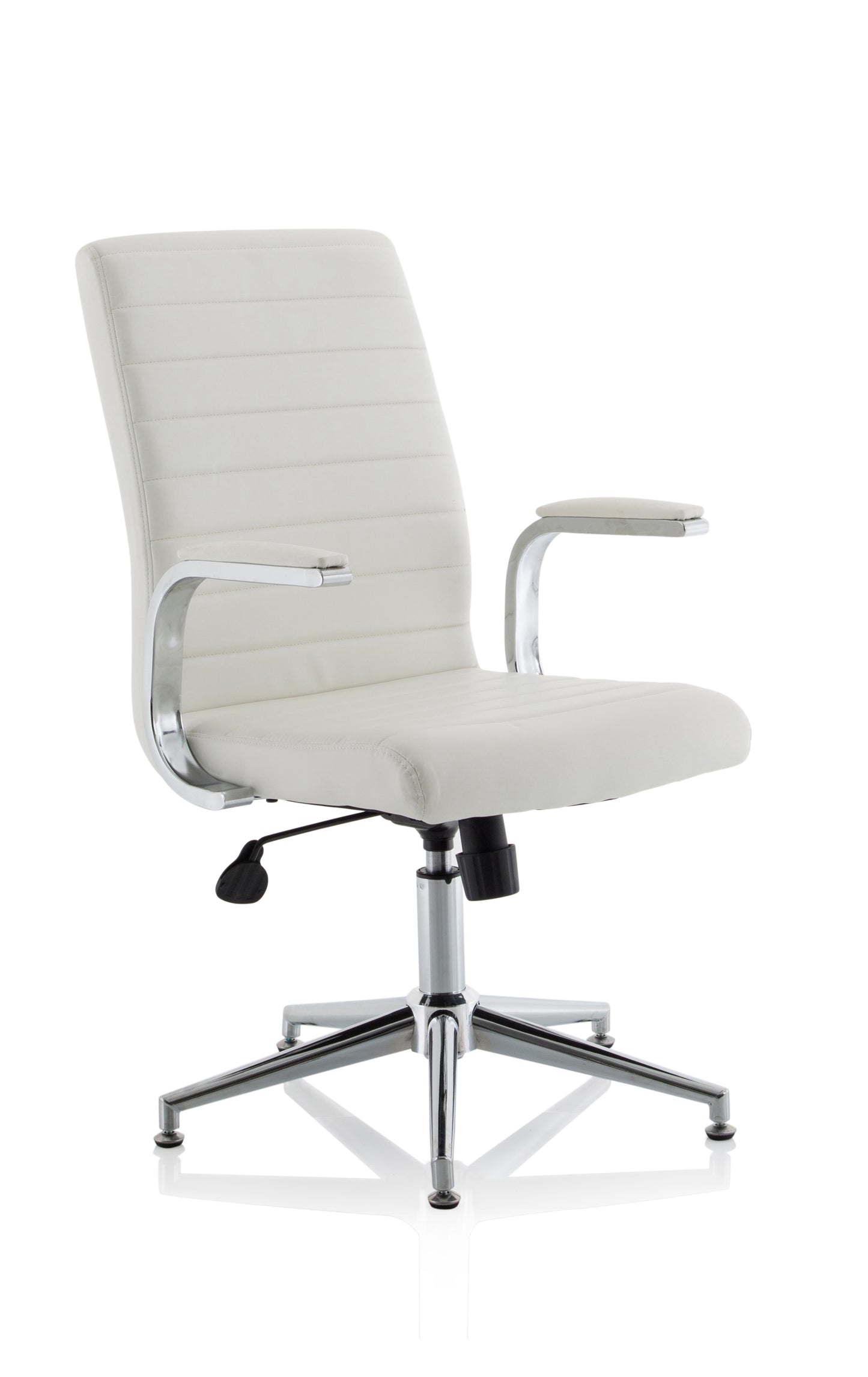 Ezra Modern Medium Back Leather Executive Office Chair with Fixed Arms