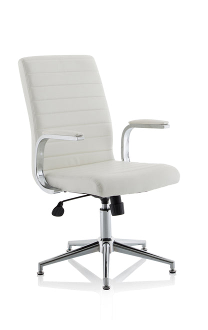 Ezra Modern Medium Back Leather Executive Office Chair with Fixed Arms