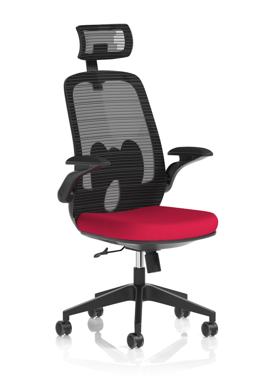 Sigma Mesh Back and Fabric Seat Chair With Folding Arms - Available in 21 Colours