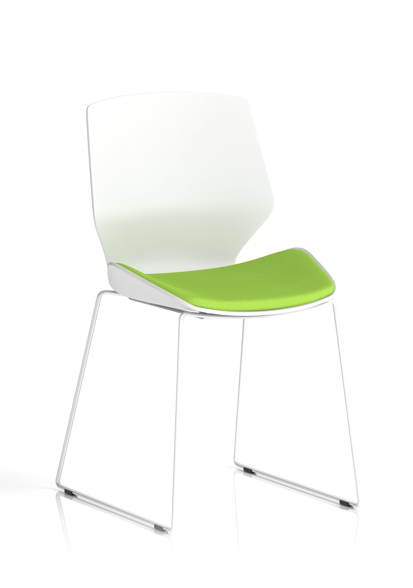 Florence Sled White Plastic Frame with Fabric Seat Visitor Chair - Multiple Fabric Seat Colours Available