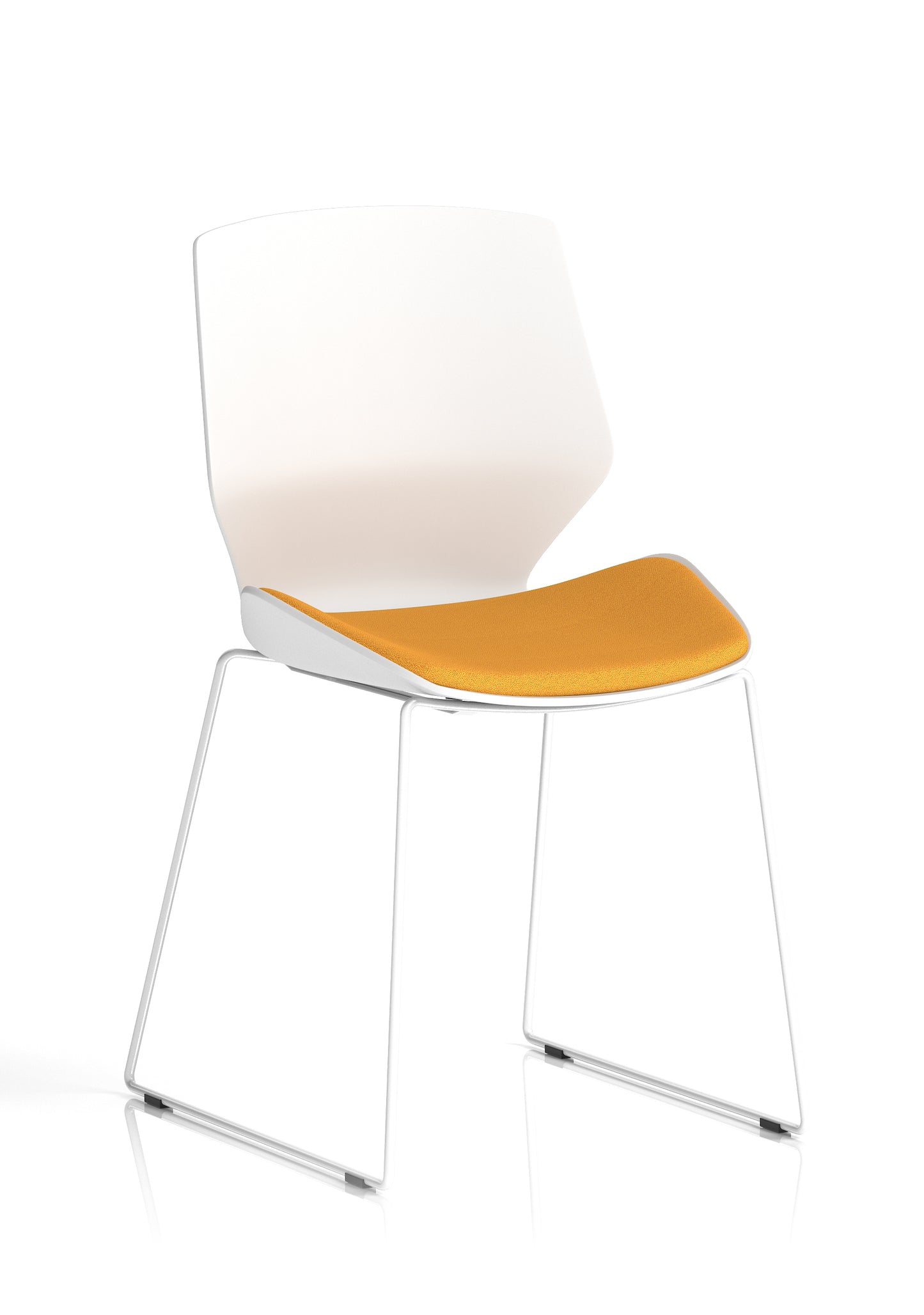 Florence Sled White Plastic Frame with Fabric Seat Visitor Chair - Multiple Fabric Seat Colours Available